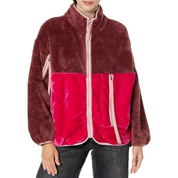 UGG Jackets & Blazers - New Womens UGG Marlene II Plush Sherpa Fleece Jacket Size L Cherrywood/Cerise